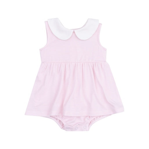 Pink Stripe Peter Pan Collar Skirted Bubble