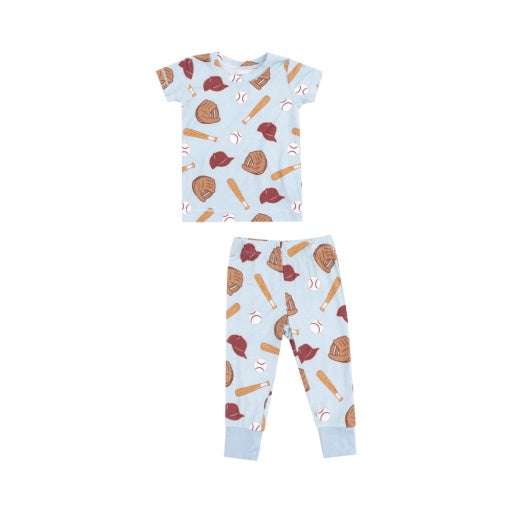 Baseball Short Sleeve Lounge Wear Pajama Set