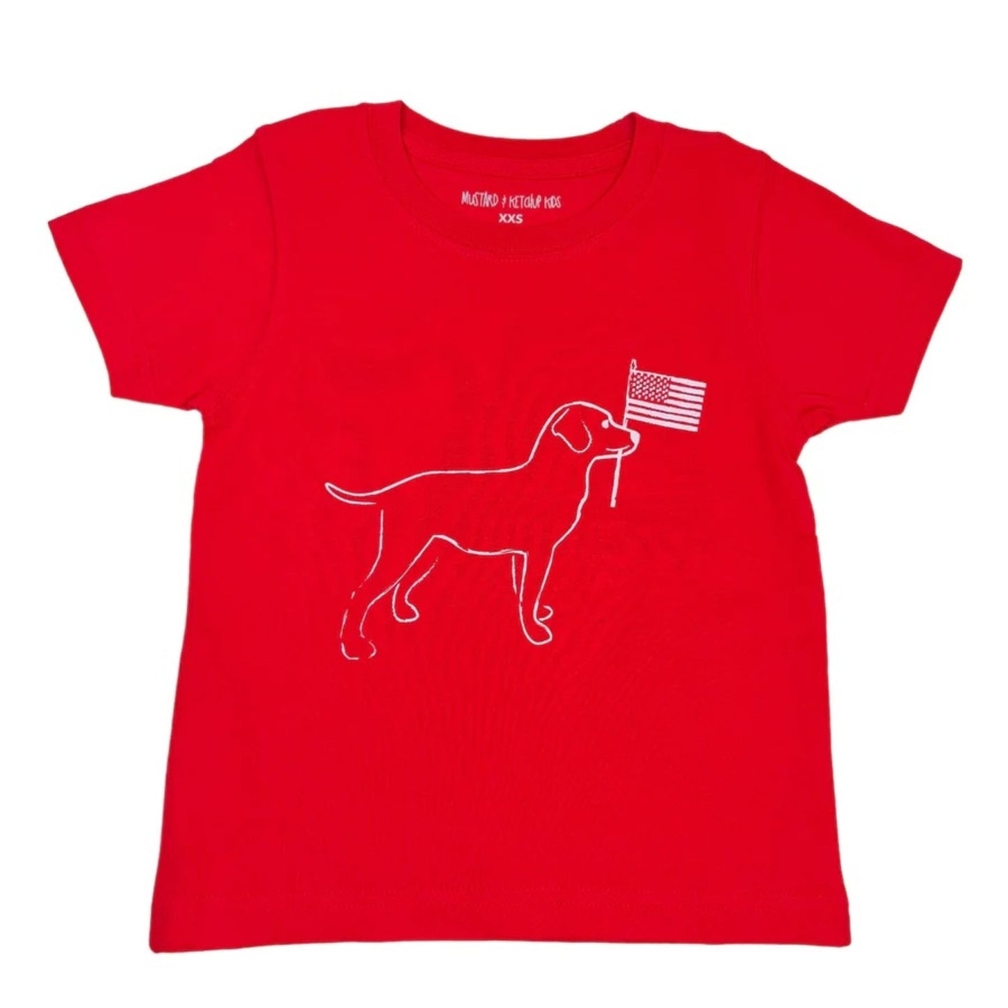 Red Dog with Flag T-Shirt