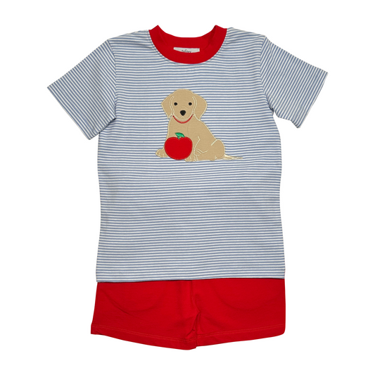 Apple Retriever Appliqué Boy’s Short Set