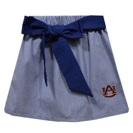 Auburn Tigers Embroidered Navy Gingham Skirt With Sash