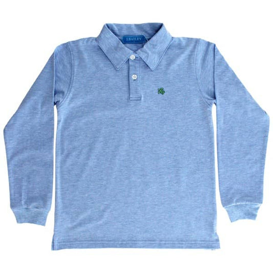 Heathered Blue Long-sleeve Polo