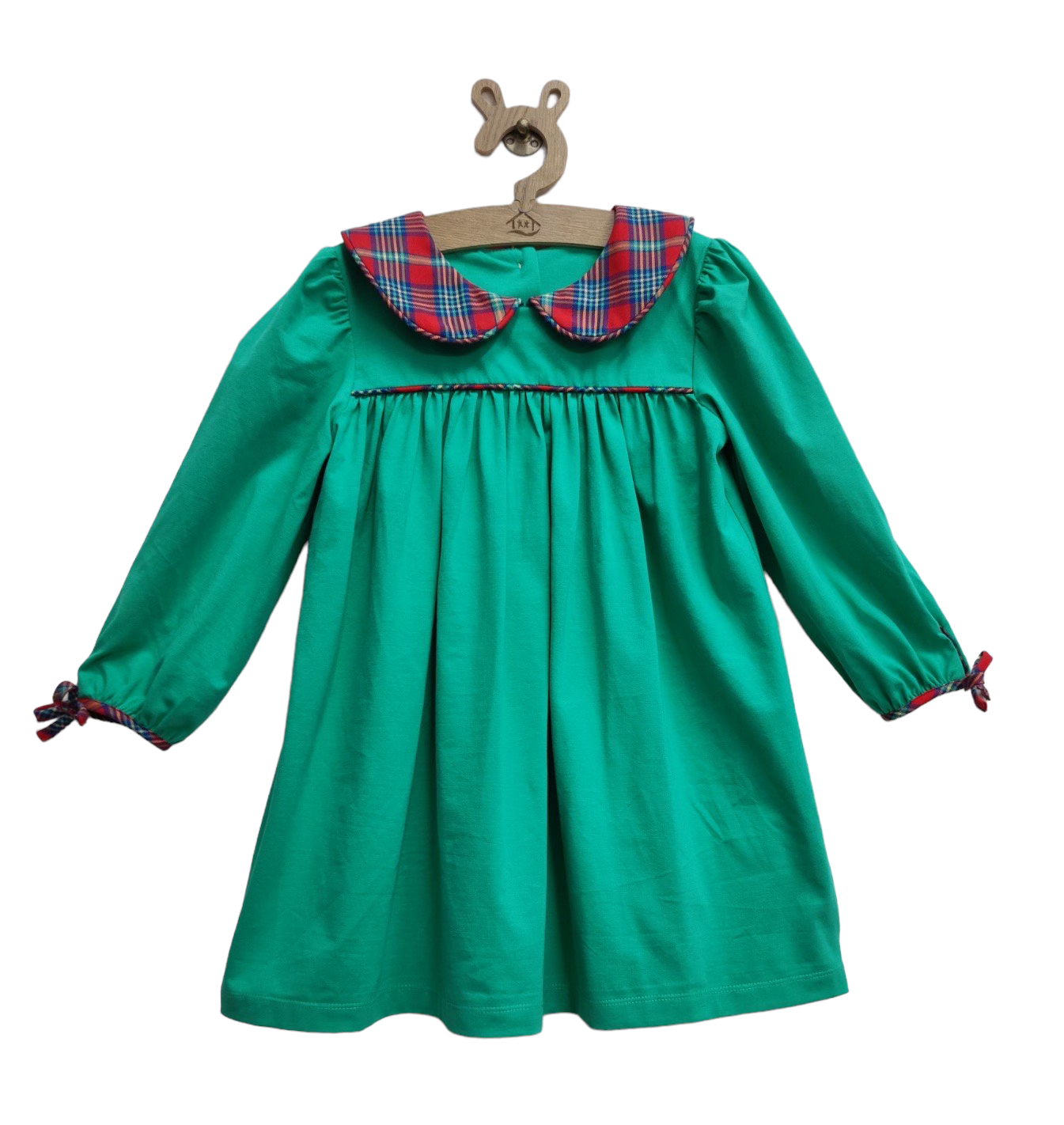 Madison Green with Red Plaid Collar Dress