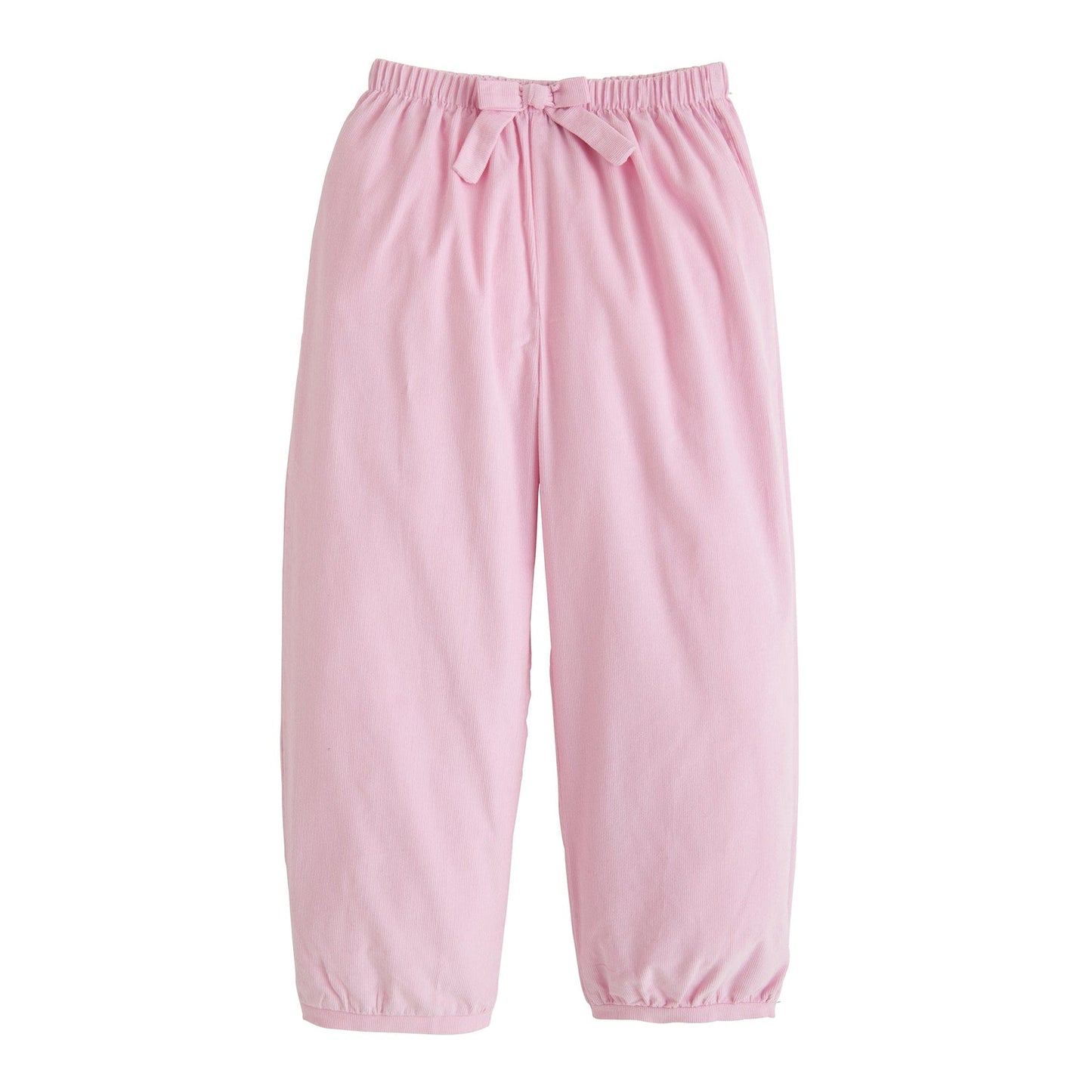 Girls Corduroy Banded Bow Pants - Light Pink