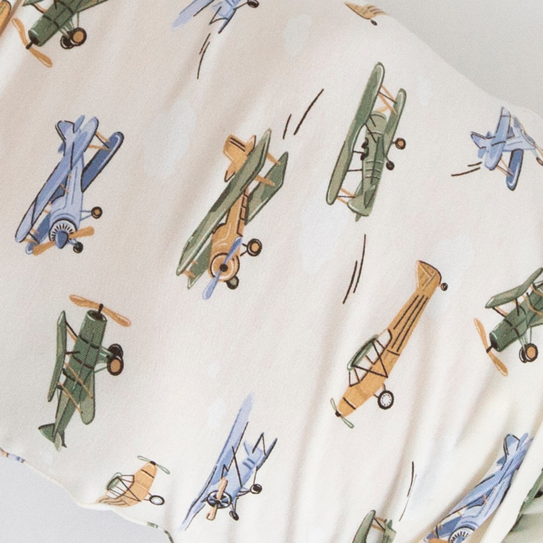 Vintage Airplane Long Sleeve Loungewear Pajama Set
