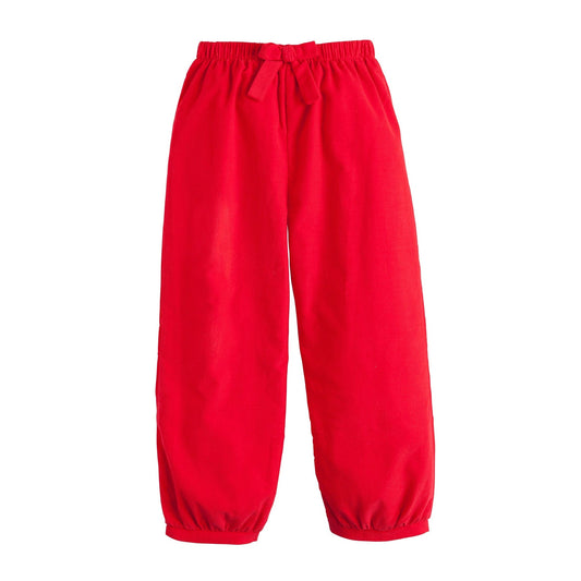 Girls Corduroy Banded Bow Pants - Red