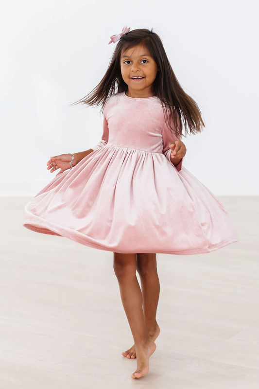 Vintage Pink Velvet Twirl Dress