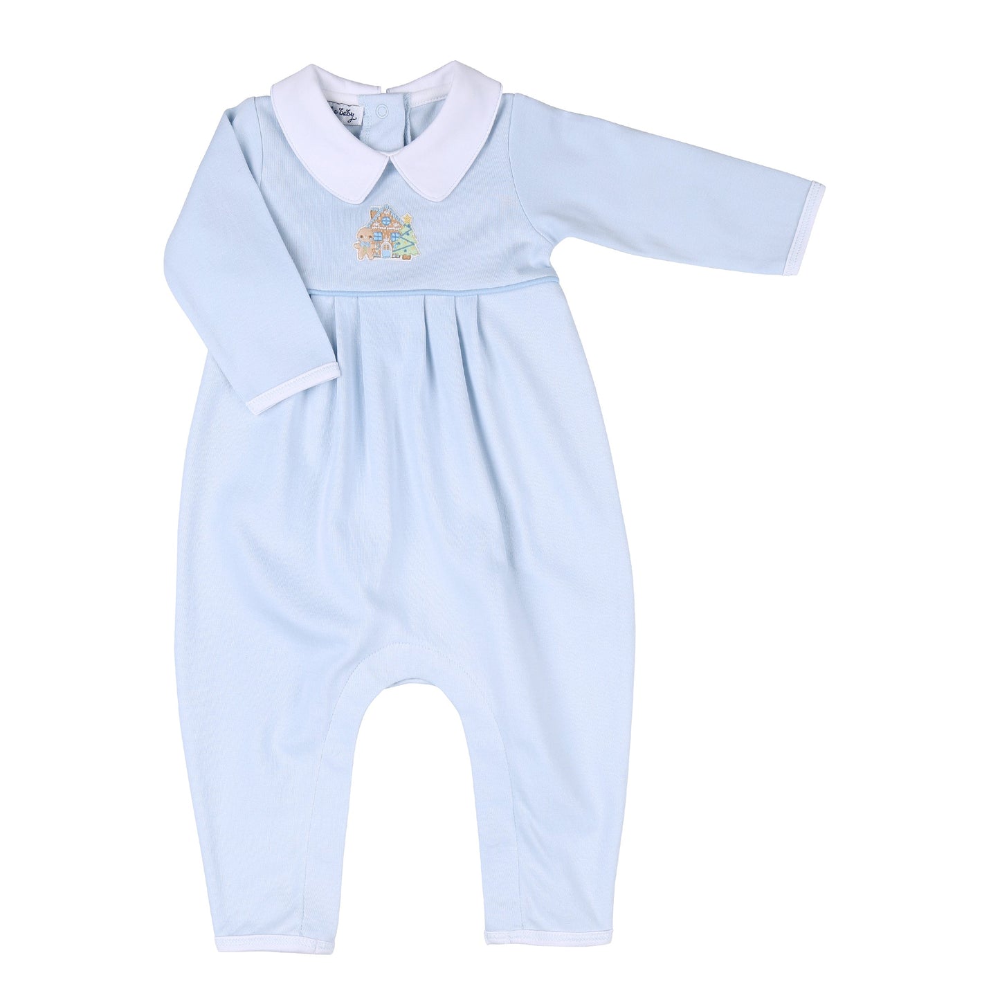 Sweet Gingerbread Blue Collared Boys Playsuit