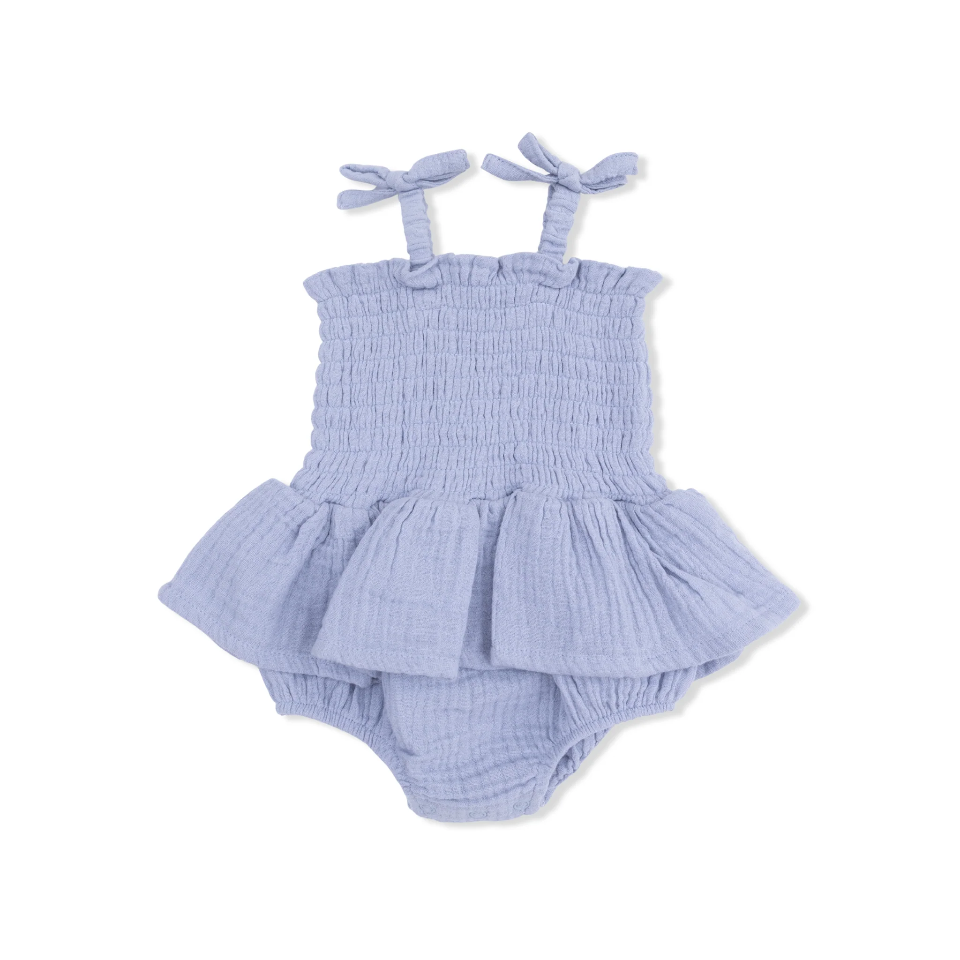 Blue Blizzard Smocked Skirted Bubble