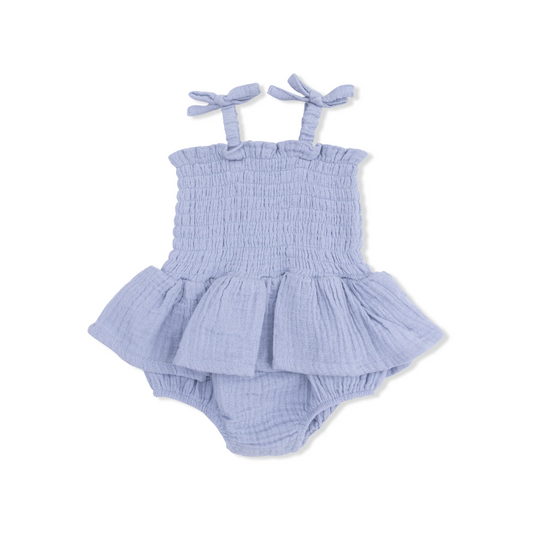 Blue Blizzard Smocked Skirted Bubble