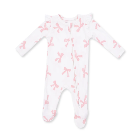 Pretty Bows Ruffle Zipper Footie
