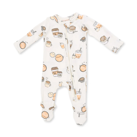 Love You A Latte Zipper Footie