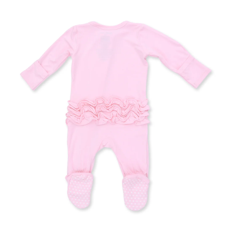 Pink A Boo Ruffle Zipper Footie