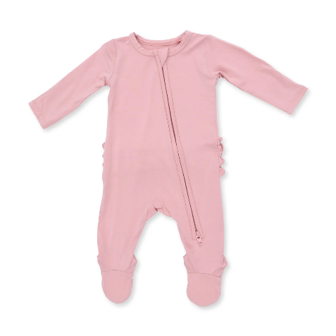 Mellow Rose Ruffle Zipper Footie
