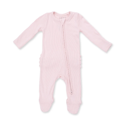 Veiled Pink Ruffle Zipper Footie