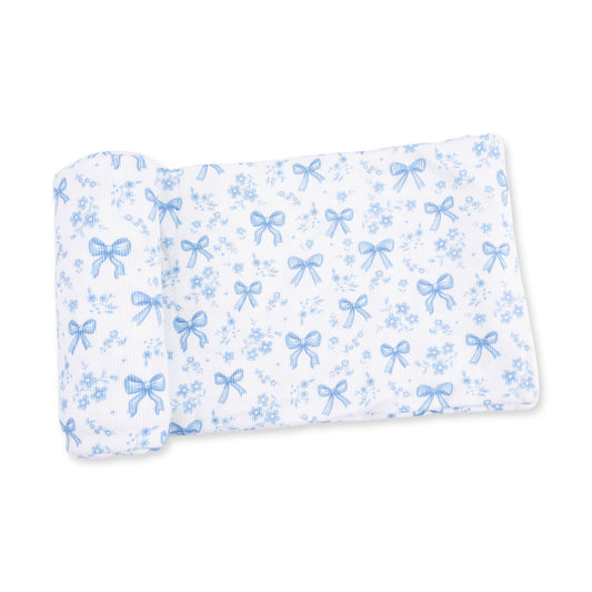 Blue Bows & Flowers Swaddle