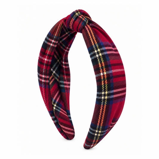 Red Plaid Knot HeadbandE