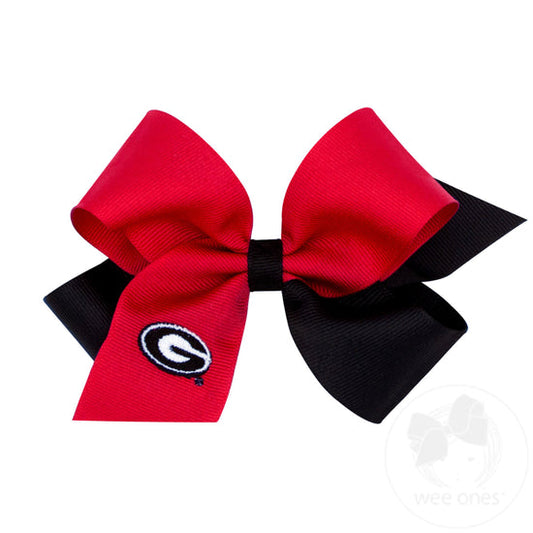 UGA Two-tone Collegiate Embroidered Grosgrain Hair Bow