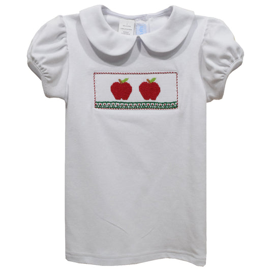 Apples White Girls Shirt with Peter Pan Collar