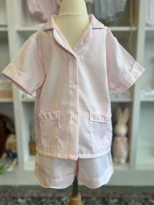 Pink Striped Pajama Short Set