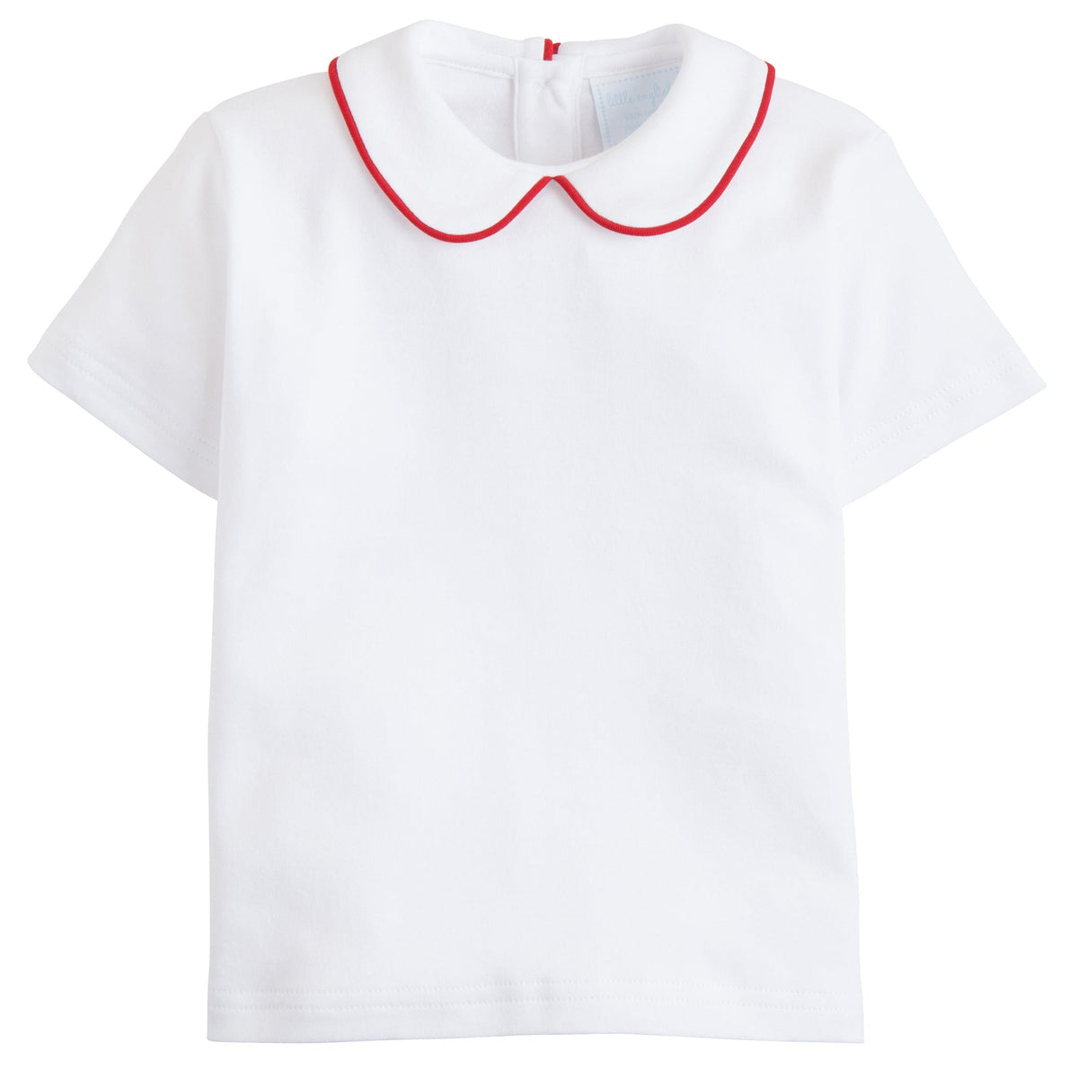 Red Piped Peter Pan Short Sleeve Shirt