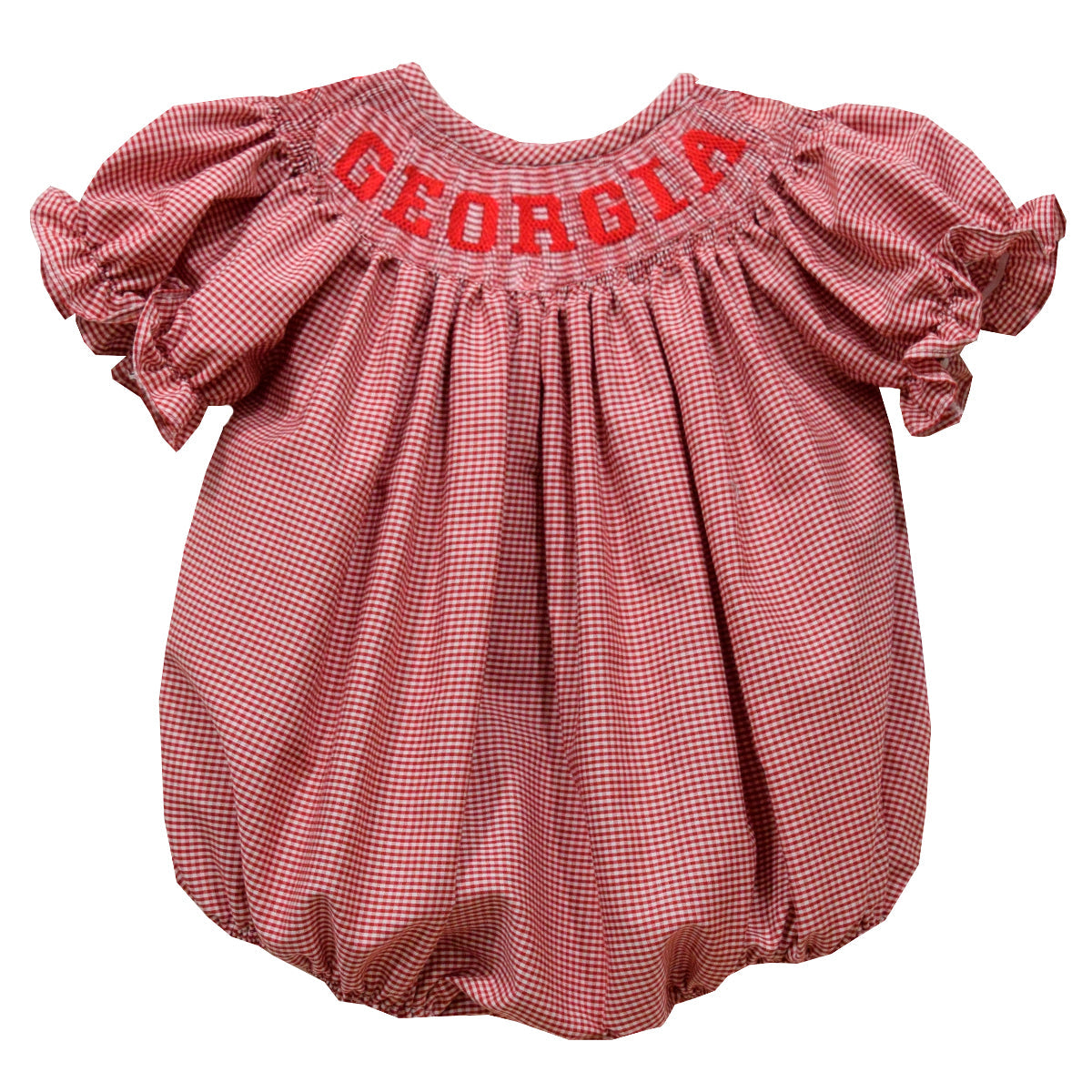 Girls Georgia Smocked Red Gingham Bubble