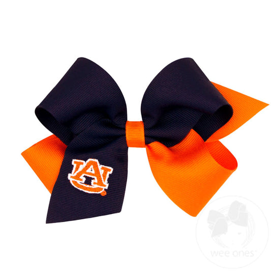 Auburn Two-tone Collegiate Embroidered Grosgrain Hair Bow