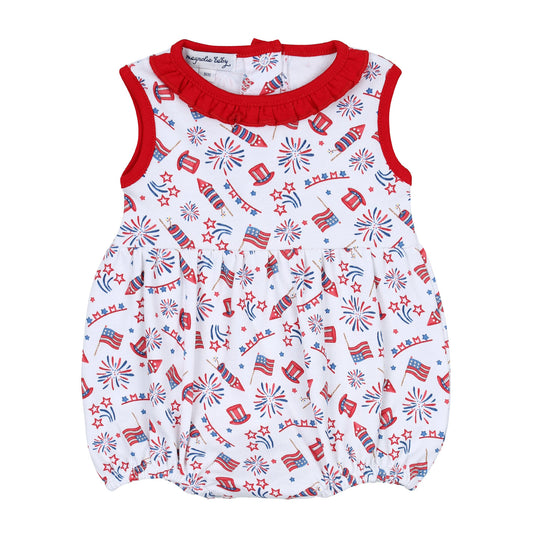 Red, White & Blue Printed Sleeveless Girl Bubble