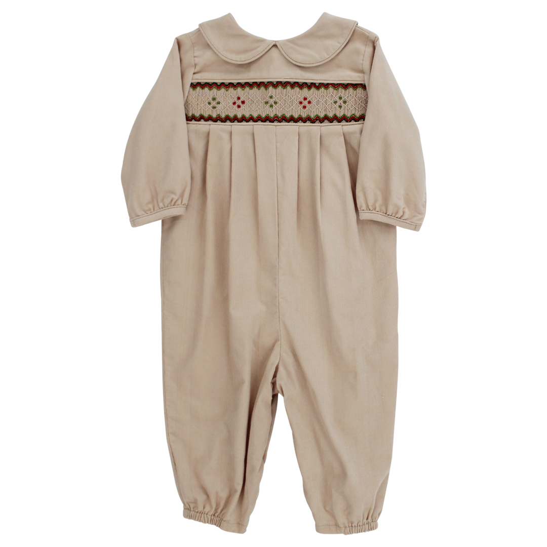Khaki Corduroy Smocked Longall