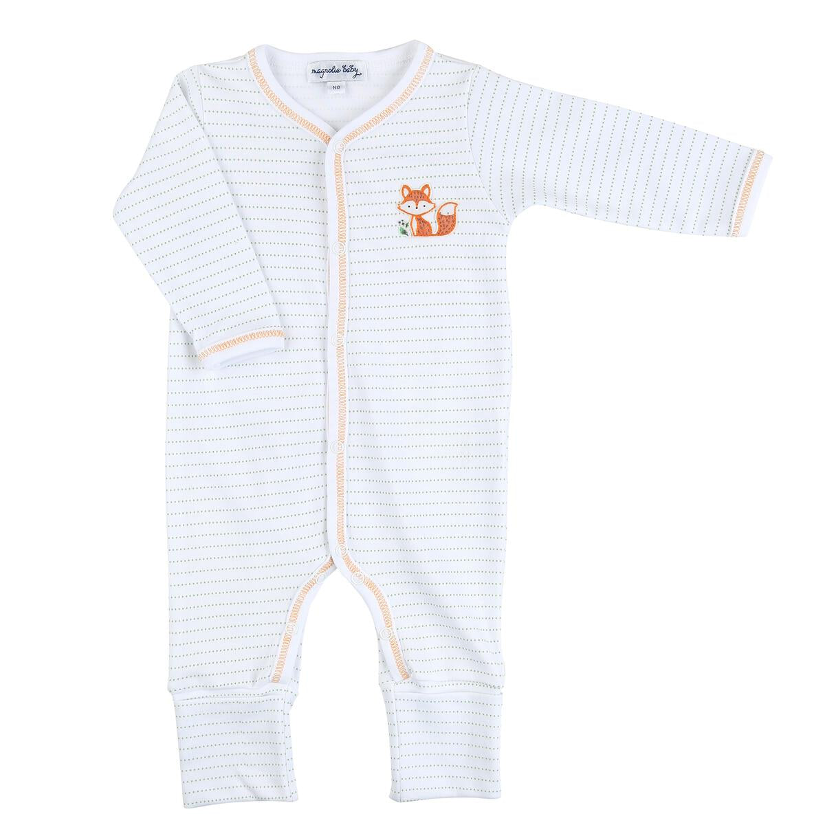 Baby Fox Orange Embroidered Playsuit