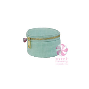 3" Green Chambray Mini Round Button Box