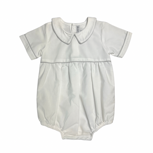 Grey Check Trim Boys Collar Bubble