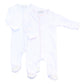 Classic Button Up Footie Pajama - Blue or Pink Trim
