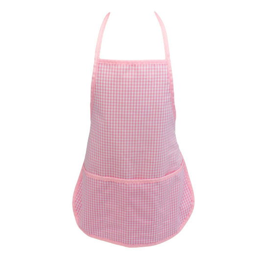 Pink Gingham Art Smock For Kids
