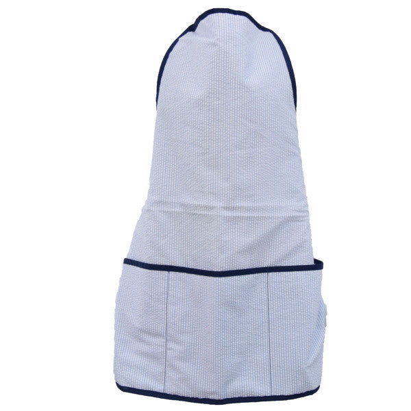 Navy Seersucker Art Smock For Kids