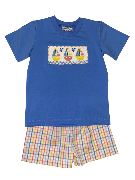 Boys Sailboat Smocked Short Shet