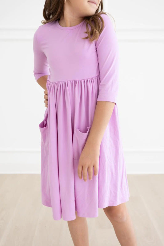 Lilac Twirl Dress with Pockets