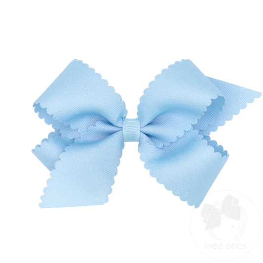 Millennium Blue Grosgrain Scalloped Edge Girls Hair Bow
