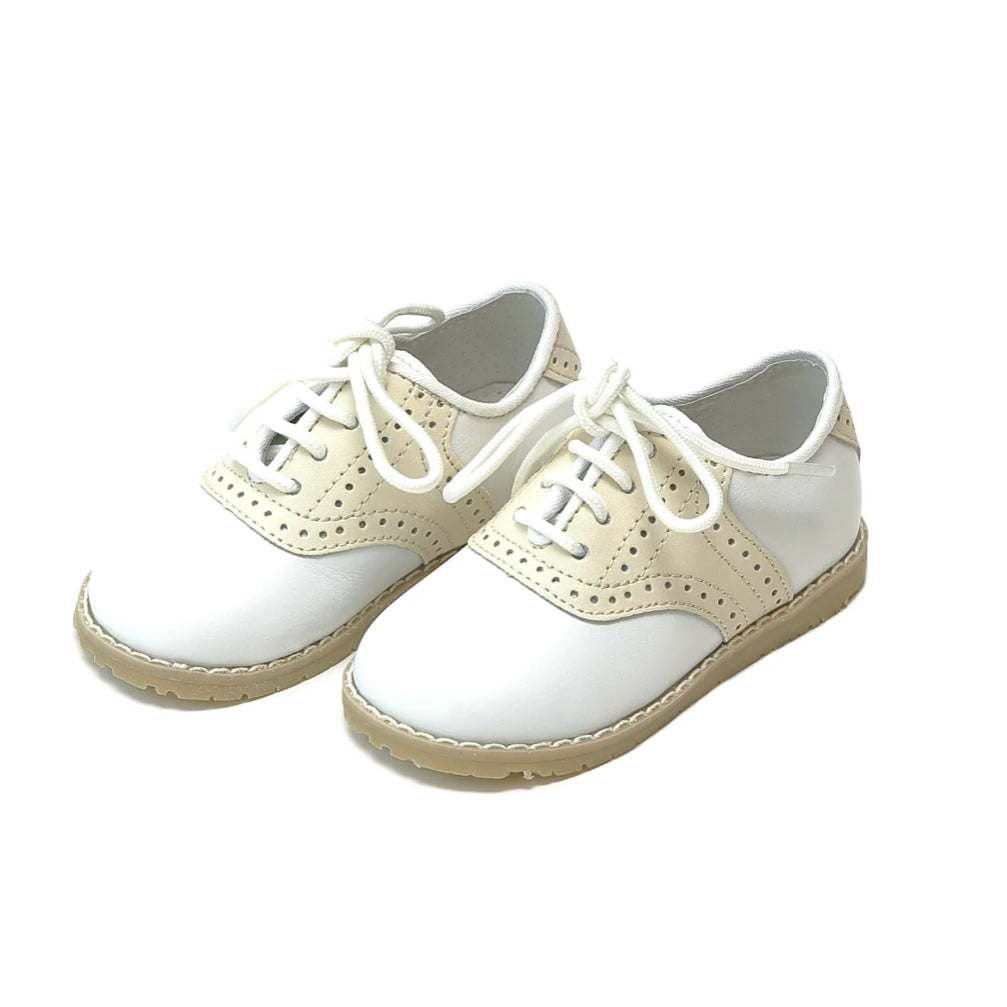 Luke Beige Leather Two Tone Saddle Shoe