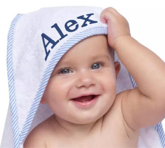 Hooded Towel - Pink, Blue or Grey Trim