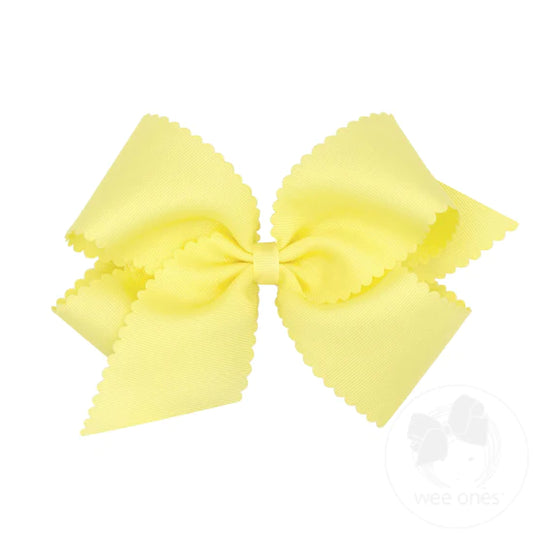 Yellow Grosgrain Scalloped Edge Girls Hair Bow
