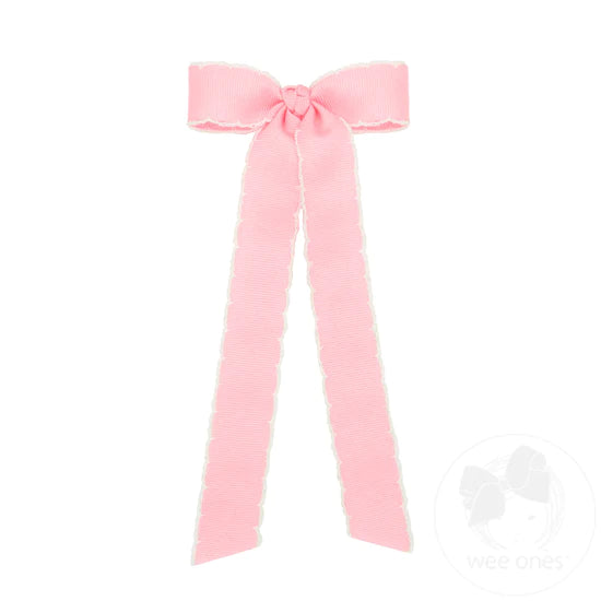 Mini Moonstitch Grosgrain Girls Bow with Tails