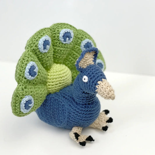Peacock Knitted Rattle