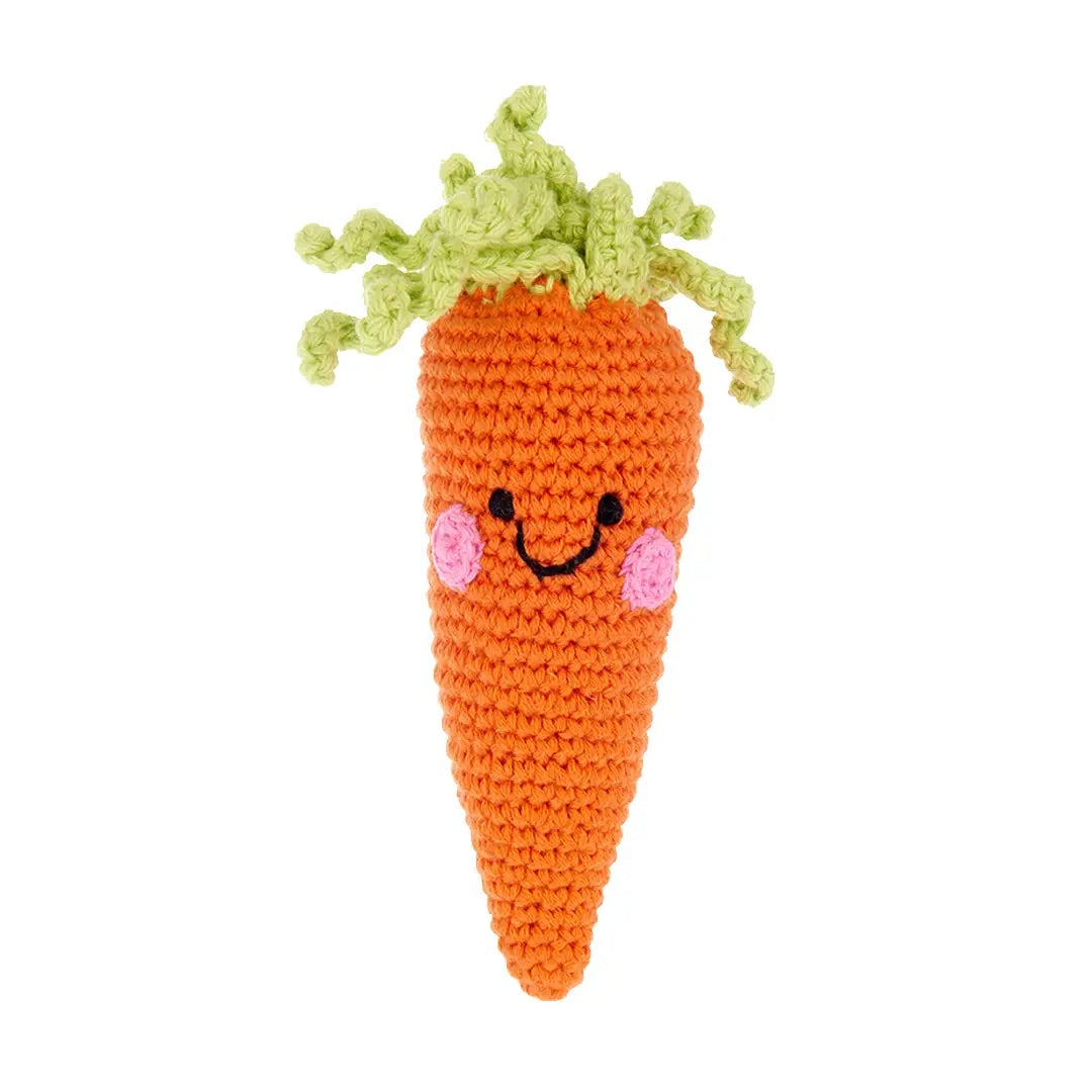 Friendly Carrot Knitted Rattle